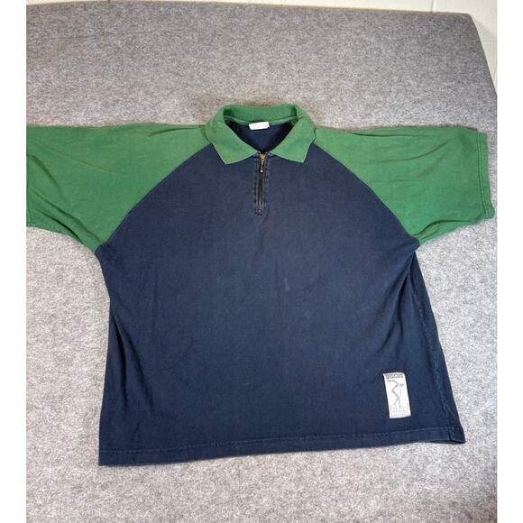 VINTAGE Discus Athletic Shirt Men XL Blue 1/4 Zip Polo Raglan Sleeves Streetwear - Picture 4 of 8